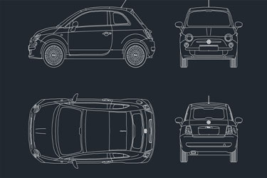 دانلود فایل معماری  فیات 500 در اتوکد