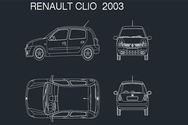 دانلود فایل معماری نقشه‌های DWG رنو کلیو 2003 در اتوکد