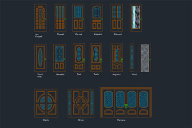 دانلود فایل معماری بلوک‌های کاد درهای چوبی در اتوکد