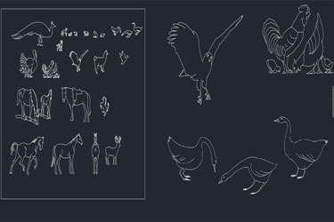 دانلود فایل معماری بلوک‌های کاد حیوانات مختلف در اتوکد