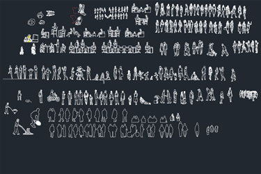 دانلود فایل معماری بلوک‌های کاد افراد بزرگ مقیاس در اتوکد