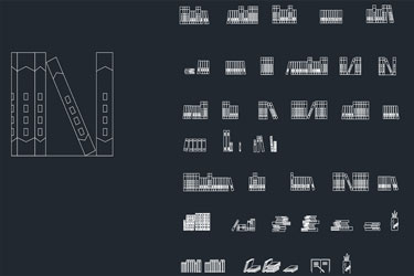 دانلود فایل معماری مجموعه بلوک‌های کاد کتاب‌ها در اتوکد