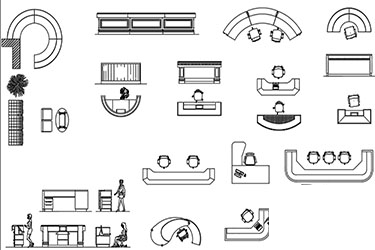 دانلود فایل معماری  بلوک‌های DWG مبلمان پذیرش در اتوکد