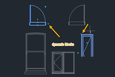دانلود فایل معماری  بلوک‌های کاد پنجره‌ها و درهای دینامیک با فرمت DWG در اتوکد