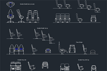 دانلود فایل معماری بلوک‌های کاد صندلی‌های سالن تئاتر با فرمت DWG در اتوکد