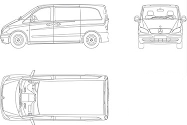 دانلود فایل معماری نقشه‌های DWG مرسدس ویتو در اتوکد
