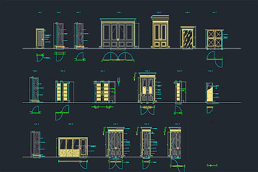 دانلو فایل معماری  نقشه‌های DWG جزئیات درها در اتوکد