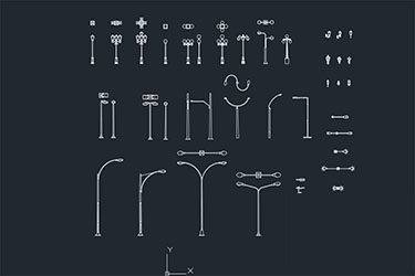 دانلود فایل معماری بلوک‌های کاد روشنایی خیابانی با فرمت DWG در اتوکد