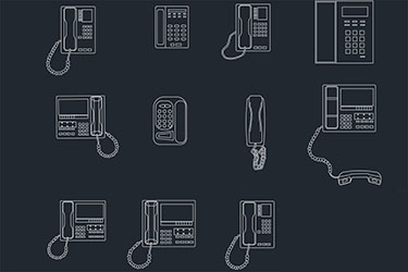 دانلود فایل معماری  بلوک‌های کاد تلفن‌ها با فرمت DWG در اتوکد