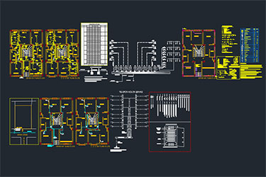 دانلود فایل معماری پروژه برق و محاسبات طبقه همکف و سه طبقه در اتوکد