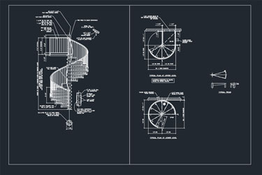 دانلود فایل معماری با نقشه DWG پلکان مارپیچ 3 در اتوکد