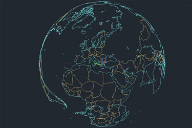 دانلود فایل معماری نقشه سه‌بعدی جهان با فرمت DWG در اتوکد