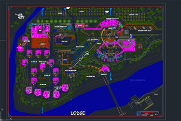 دانلود فایل معماری پروژه DWG هتل روی رودخانه در اتوکد