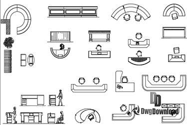 دانلود فایل معماری  بلوک‌های DWG مبلمان پذیرش در اتوکد