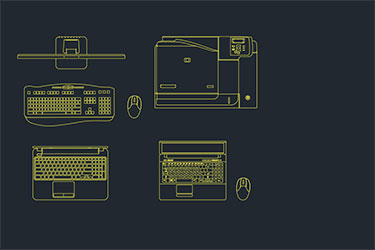 دانلود فایل معماری نقشه DWG دستگاه‌های جانبی لپ‌تاپ در اتوکد