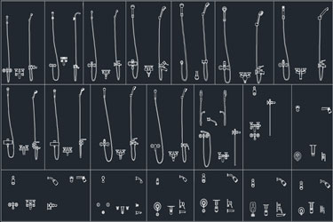 دانلود فایل معماری بلوک‌های کاد سر دوش و شیرآلات دوش در اتوکد