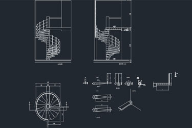دانلود فایل معماری پروژه پله‌برقی حلزونی با فرمت DWG در اتوکد