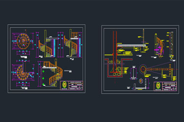 دانلود فایل معماری جزئیات پله‌برقی مارپیچ با فرمت DWG در اتوکد