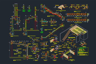دانلود فایل معماری نقشه‌های پله‌برقی چوبی ساختاری در اتوکد