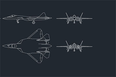 دانلود فایل معماری نقشه دو بعدی هواپیمای Su-57 در اتوکد