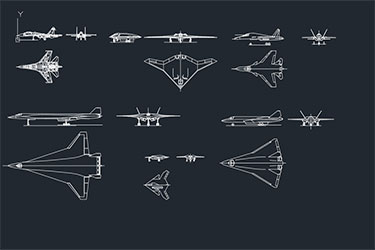دانلود فایل معماری بلوک‌های CAD هواپیماهای نظامی در اتوکد