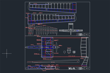 دانلود فایل معماری نقشه‌های جزئیات هواپیمای گلایدر در اتوکد