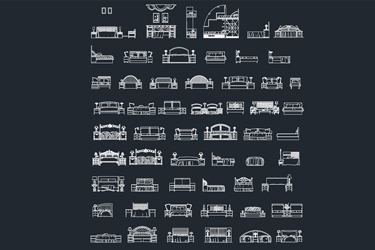 دانلود فایل معماری دانلود نقشه دو بعدی بلوک‌های CAD نمای تخت خواب در اتوکد