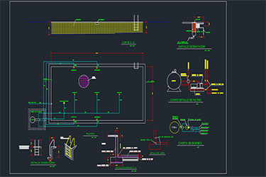 دانلود فایل معماری نقشه دو بعدی استخر تفریحی در اتوکد