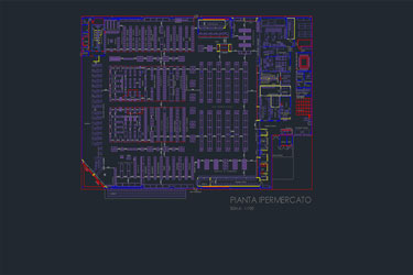 دانلود فایل معماری نقشه دو بعدی مرکز خرید هایپرمارکت در اتوکد