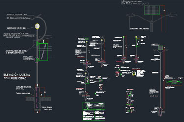 دانلود فایل معماری پایه‌های چراغ خیابانی خورشیدی در اتوکد