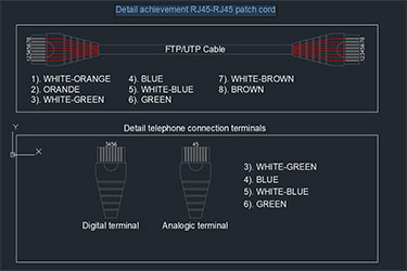 دانلود فایل معماری جزئیات کابل پچ RJ45 به RJ45 نقشه دو بعدی در اتوکد